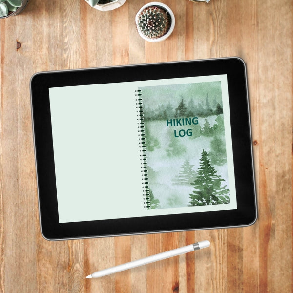 hiking log book digital planner