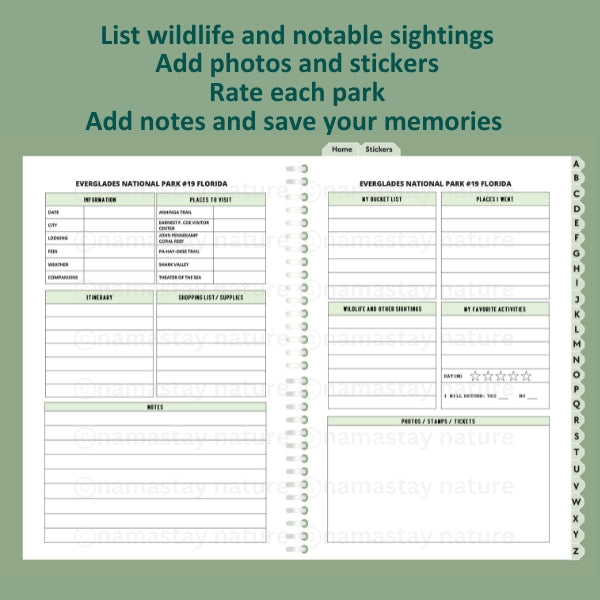 digital national parks bucket list pages