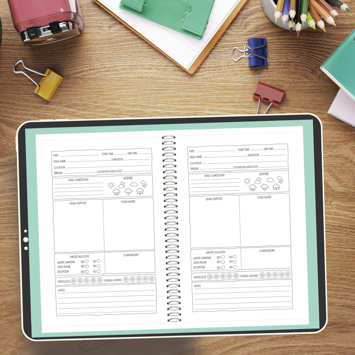 Kids Hiking Log Book Digital Planner