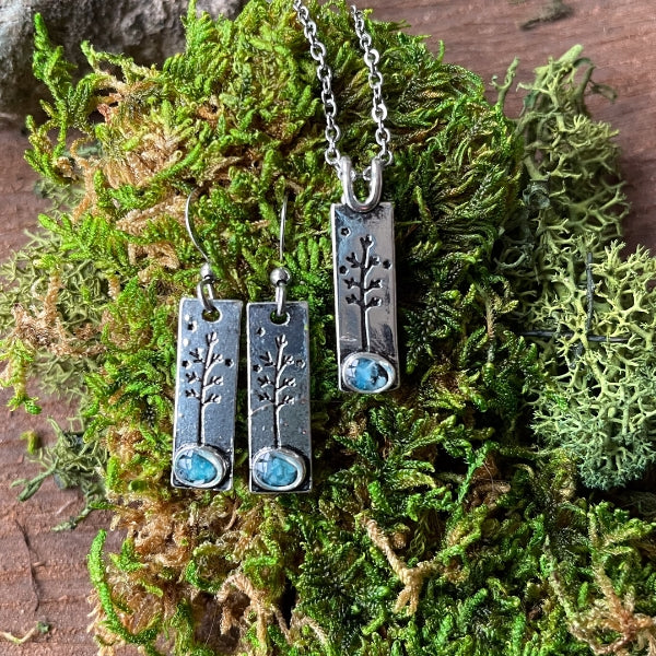 Pine Tree Necklace and Earring Set