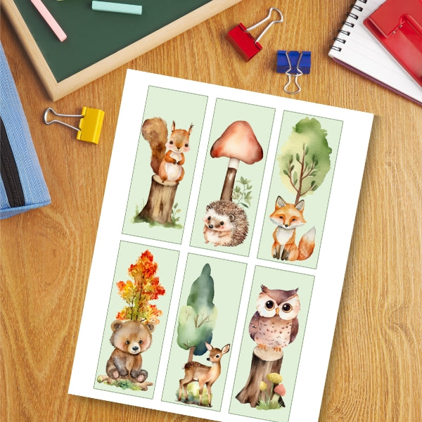 woodland animals printable bookmarks