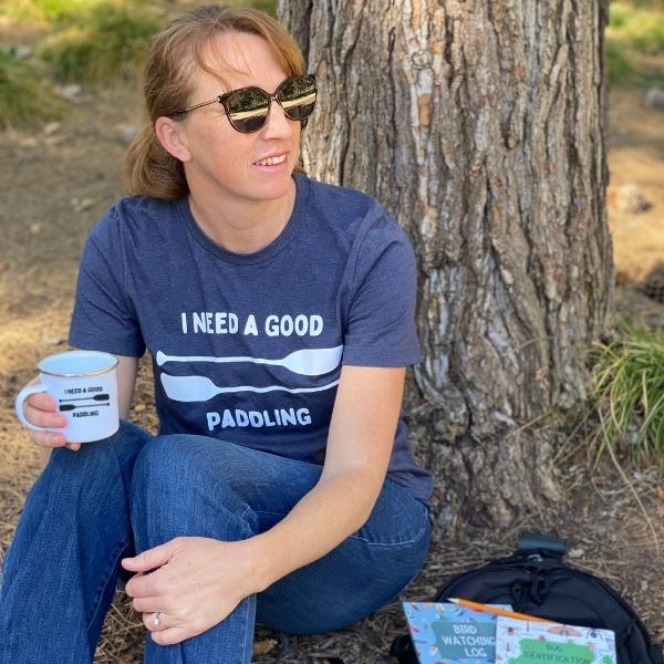 I need a good padding women&#39;s t-shirt heather navy blue with matching camp mug