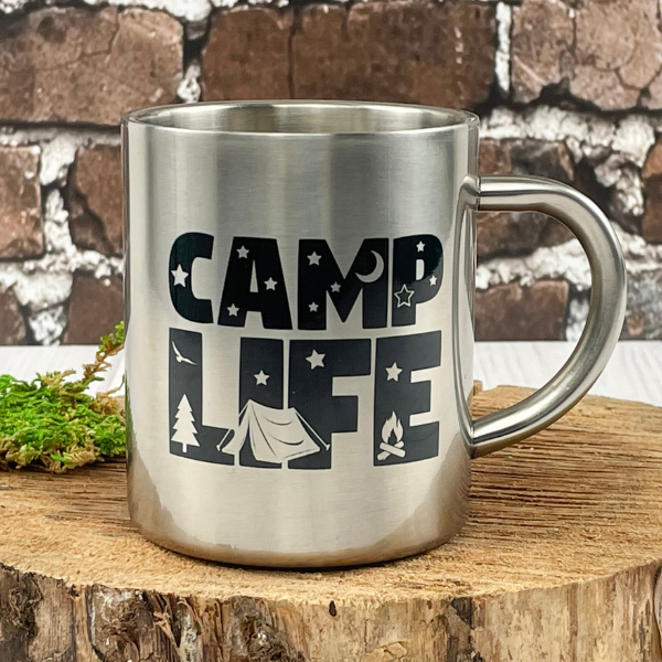 Geometric Mountain Forest Stainless Steel Double Wall Camp Mug