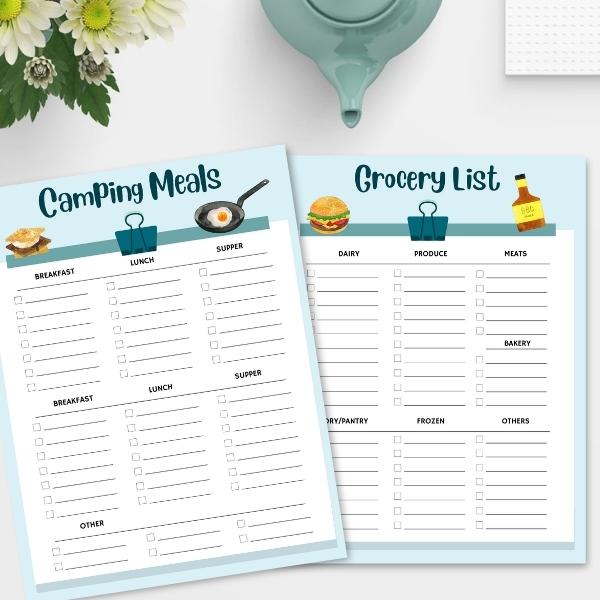 camping meal planner template