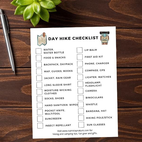 Day Hike Checklist Free Printable