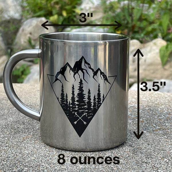 measurements for the geometric  mountain forest double wall  camping mug
