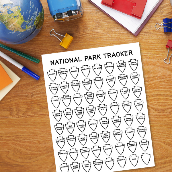 National Park Tracker Printable