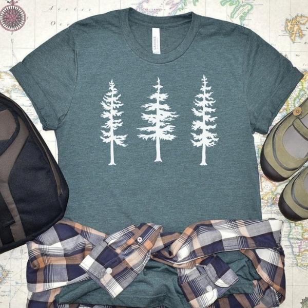 Pine Tree T-shirt- Heather Forest Green