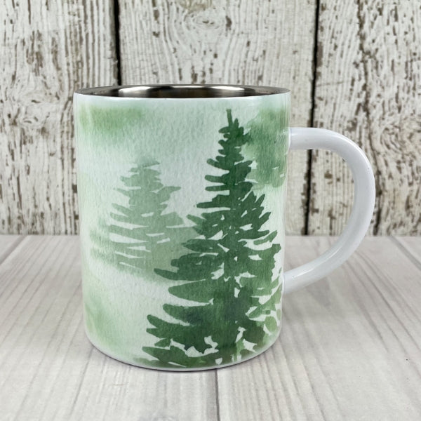 water color pine tree white stainless steel mug