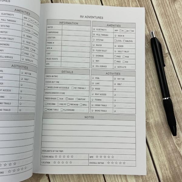 rv camping journal planner pages