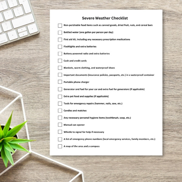 Severe Weather Checklist Printable
