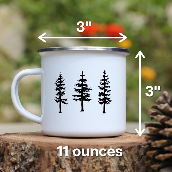 silhouette pine tree enamel camp mug 11 ounces