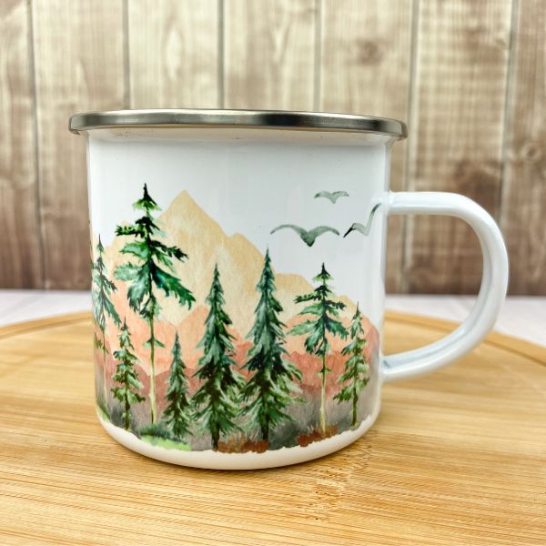 spruce tree forest camping mug