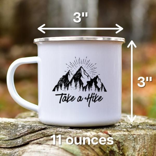 take a hike enamel camp mug 11 ounces