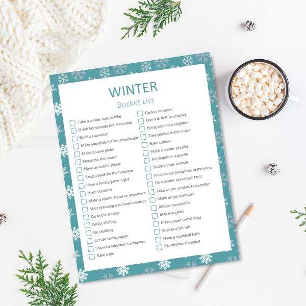 Winter Bucket List Printable For Families