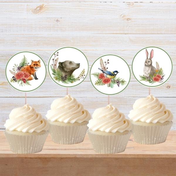 woodland forest animals cupcake toppers
