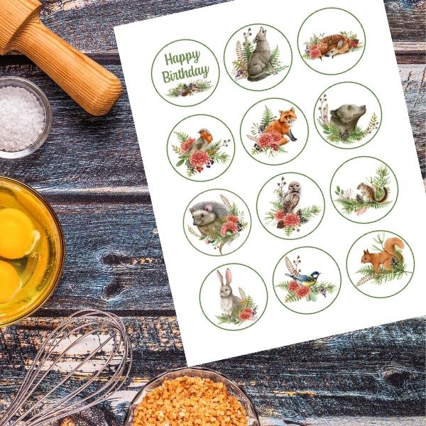woodland forest animals cupcake toppers