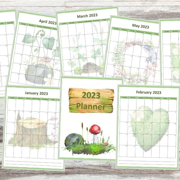 woodland forest 2023 calendar pages