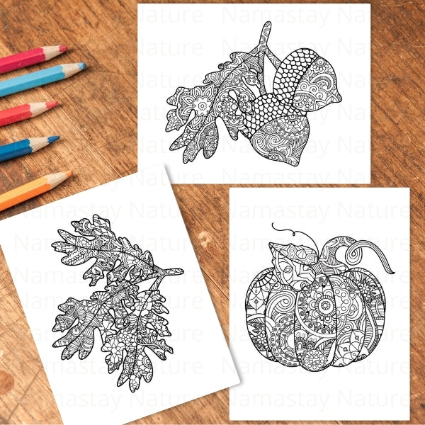 Fall Coloring Printables, Autumn Doodle Pages